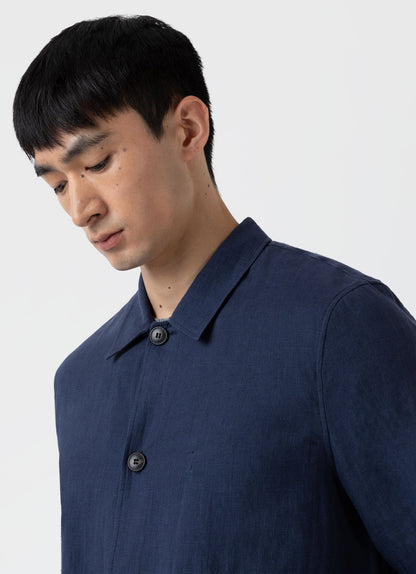 Men S Linen Twin Pocket Jacket In Light Navy Mjac7099 Buaf