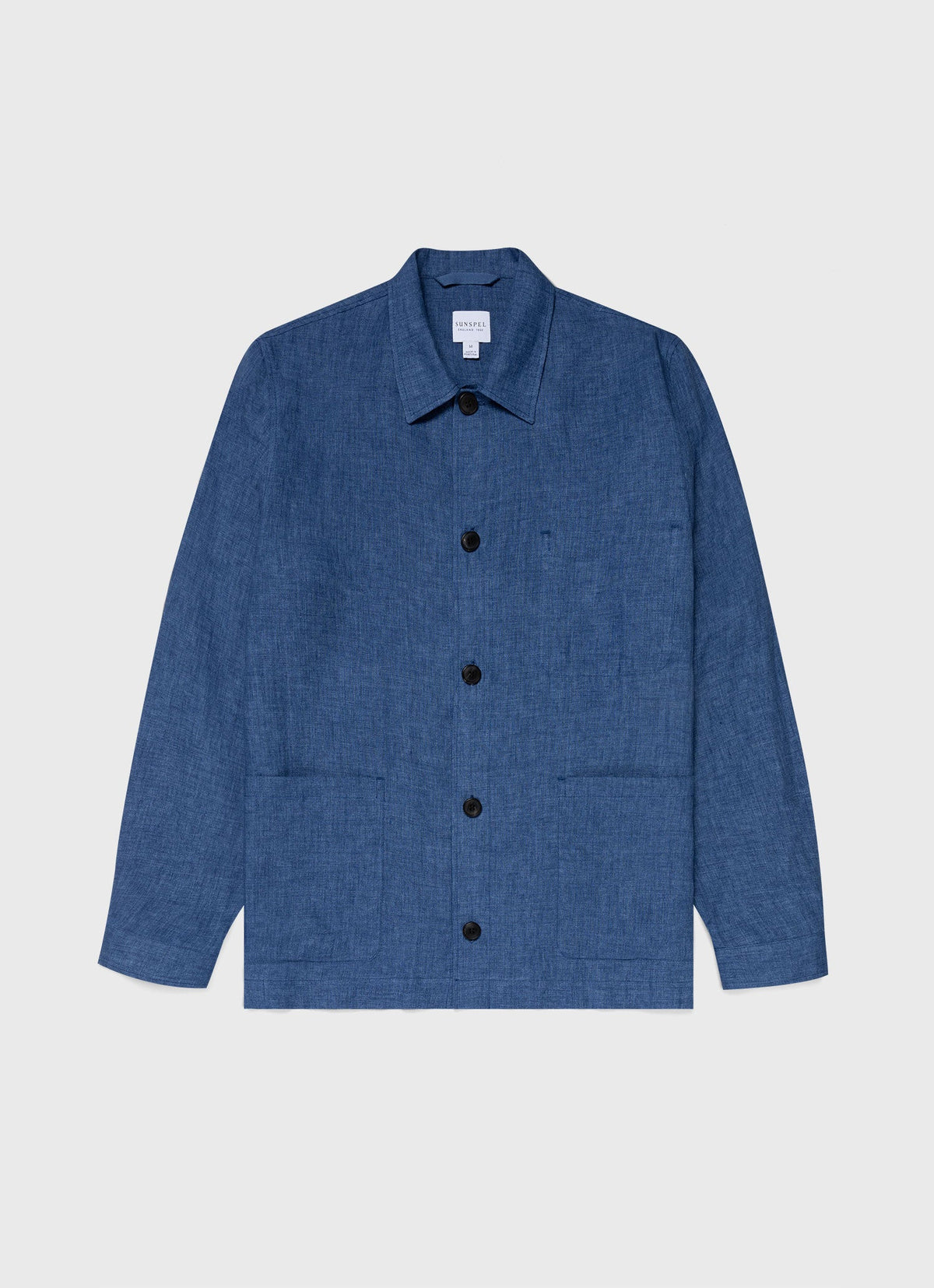 Mens Linen Twin Pocket Jacket In Blue Melange Mjac7099 Buht