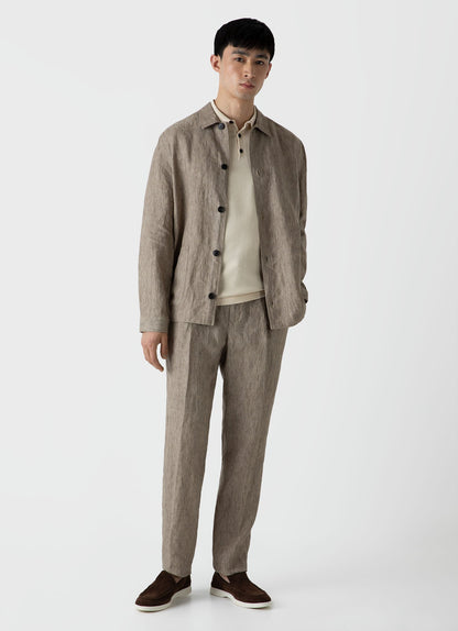 Mens Linen Twin Pocket Jacket In Dark Stone Mjac7099 Whdc