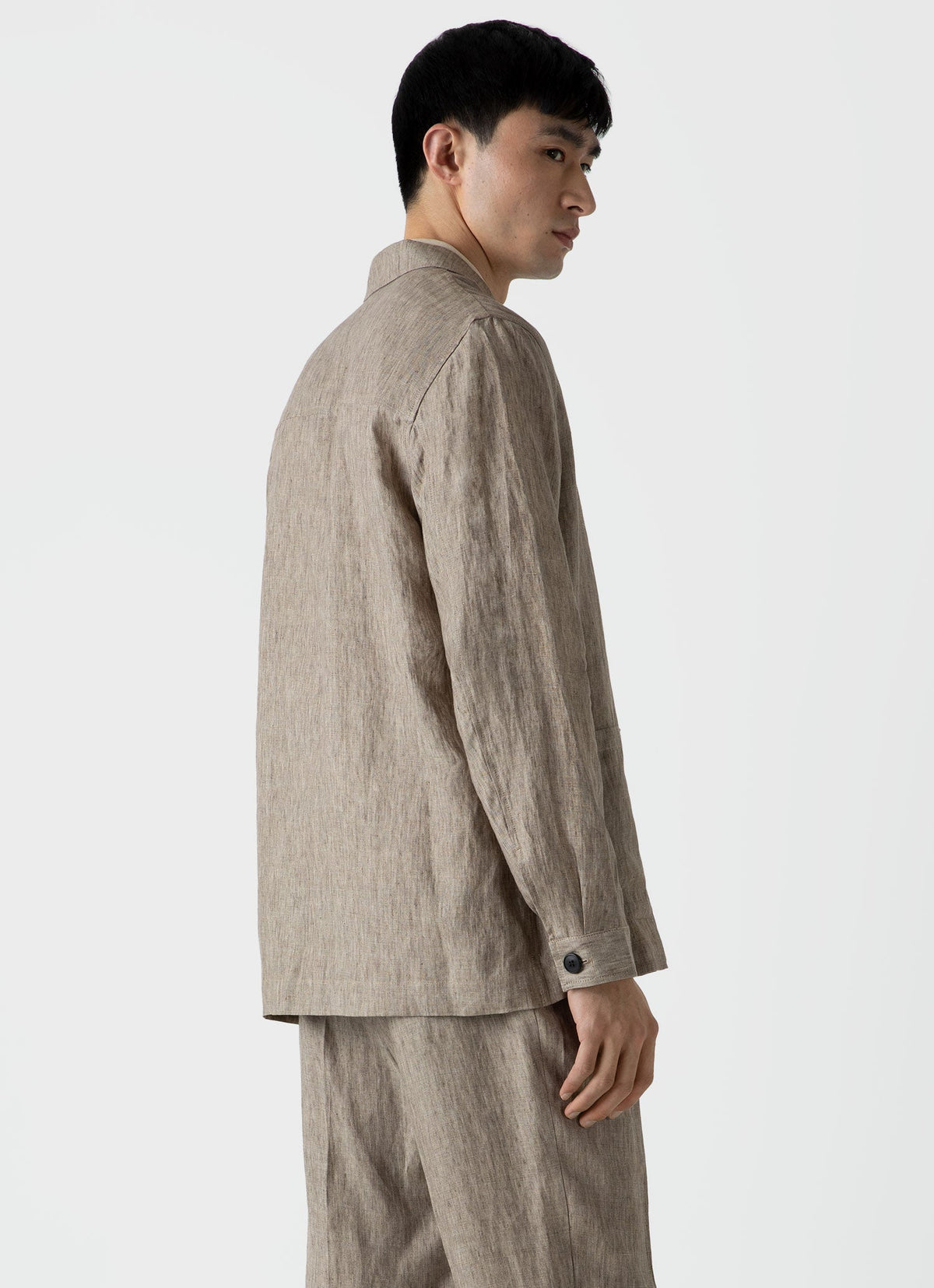Mens Linen Twin Pocket Jacket In Dark Stone Mjac7099 Whdc