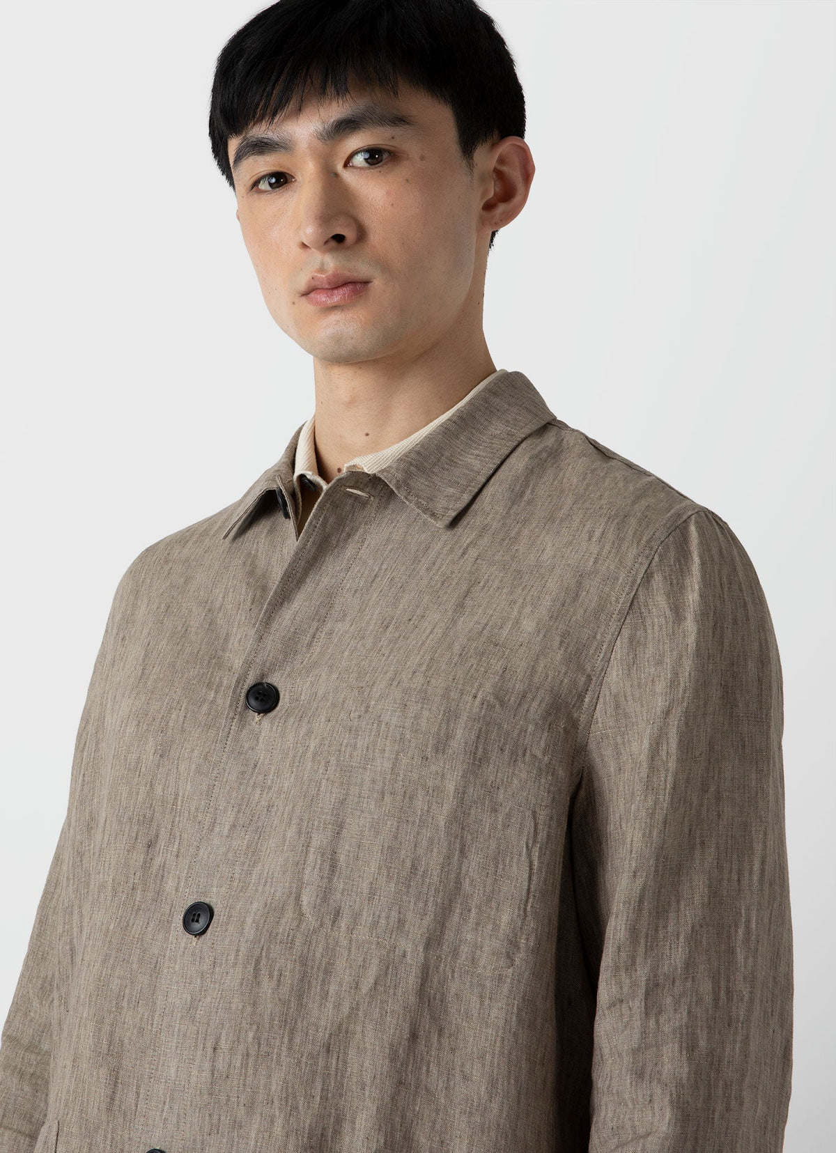 Mens Linen Twin Pocket Jacket In Dark Stone Mjac7099 Whdc