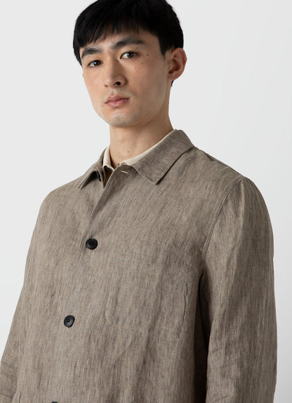 Mens Linen Twin Pocket Jacket In Dark Stone Mjac7099 Whdc