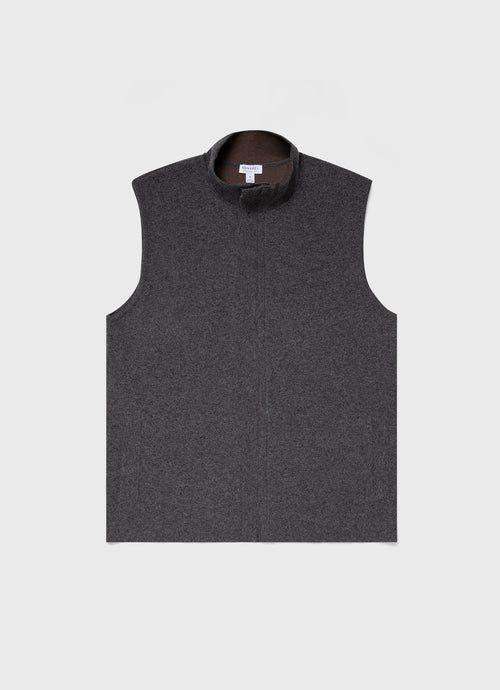 Mens Double Faced Gilet In Charcoal Melange Mjac7116 Gyad