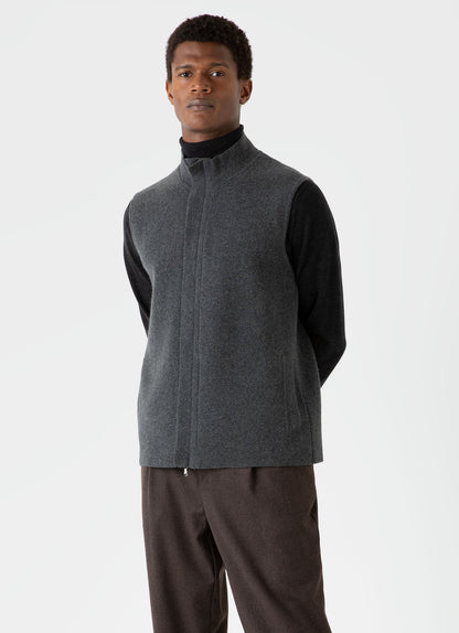 Mens Double Faced Gilet In Charcoal Melange Mjac7116 Gyad