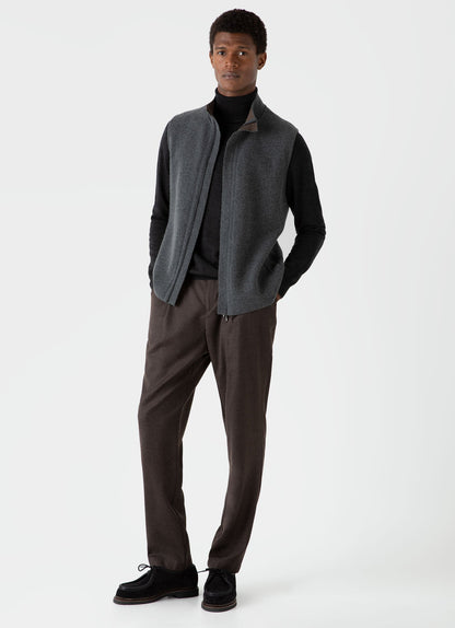 Mens Double Faced Gilet In Charcoal Melange Mjac7116 Gyad