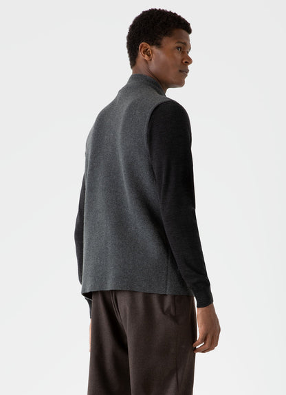 Mens Double Faced Gilet In Charcoal Melange Mjac7116 Gyad