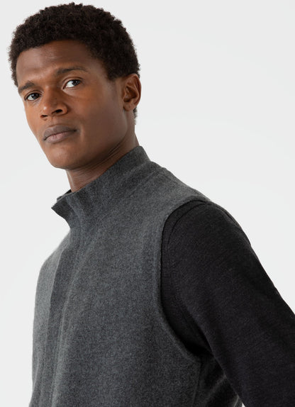 Mens Double Faced Gilet In Charcoal Melange Mjac7116 Gyad