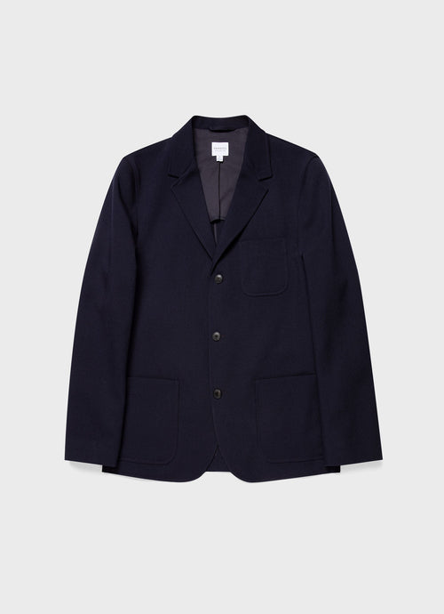 Mens Wool Twill Blazer In Dark Navy Mjac7123 Bujf