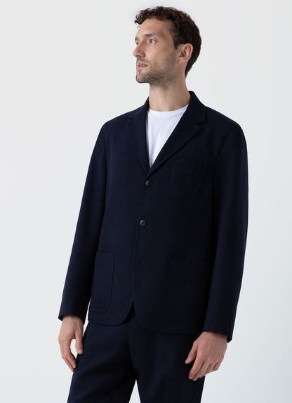 Mens Wool Twill Blazer In Dark Navy Mjac7123 Bujf