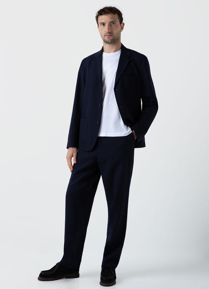 Mens Wool Twill Blazer In Dark Navy Mjac7123 Bujf