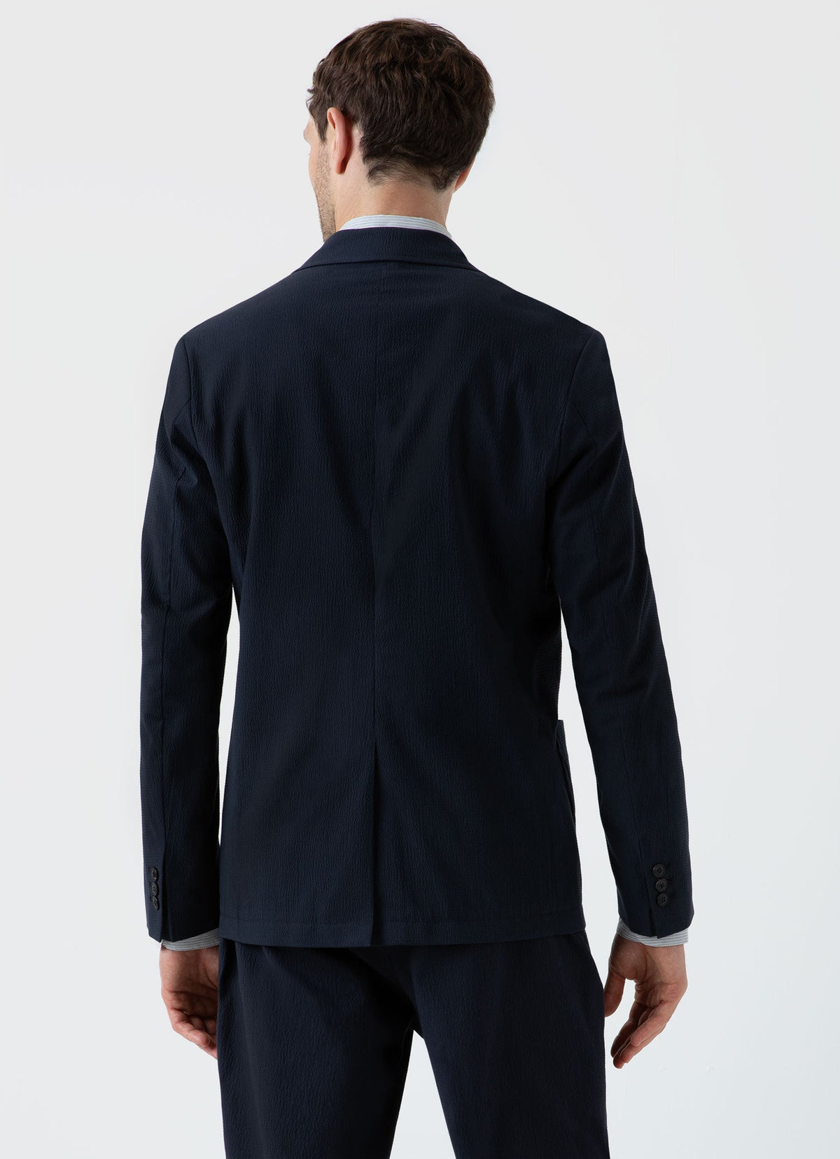 Mens Seersucker Blazer In Navy Mjac7136 Buaa
