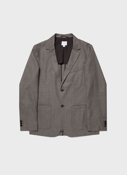 Mens Travel Wool Blazer In Dark Stone Melange Mjac7137 Whhn