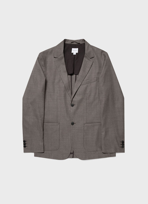 Mens Travel Wool Blazer In Dark Stone Melange Mjac7137 Whhn