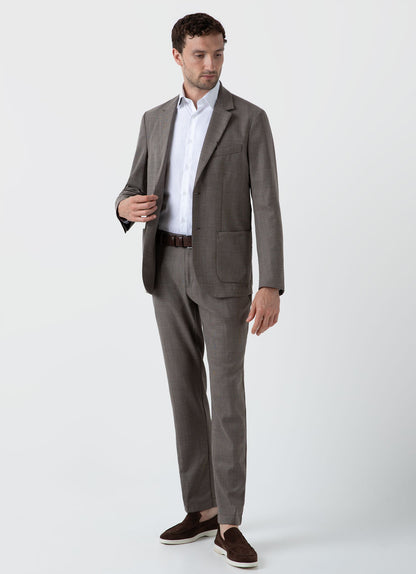 Mens Travel Wool Blazer In Dark Stone Melange Mjac7137 Whhn
