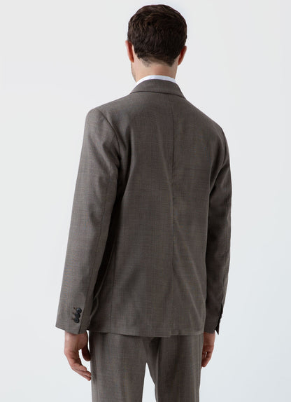 Mens Travel Wool Blazer In Dark Stone Melange Mjac7137 Whhn