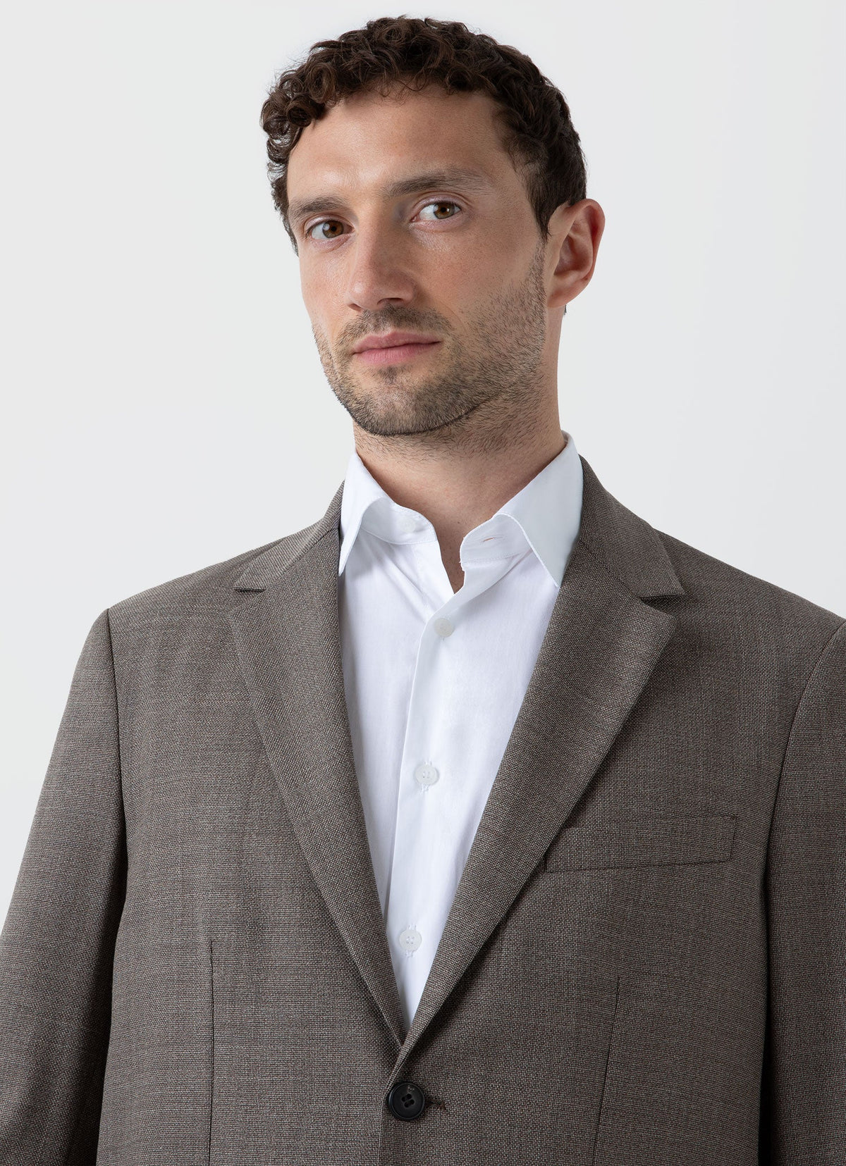 Mens Travel Wool Blazer In Dark Stone Melange Mjac7137 Whhn