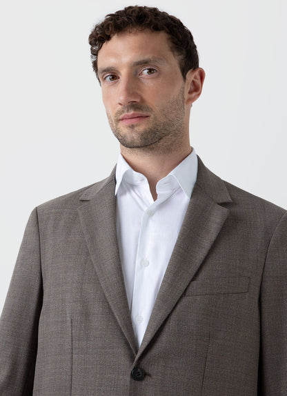 Mens Travel Wool Blazer In Dark Stone Melange Mjac7137 Whhn