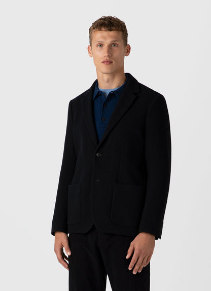 Mens Heavy Wool Jersey Blazer In Navy Mjac7163 Buaa