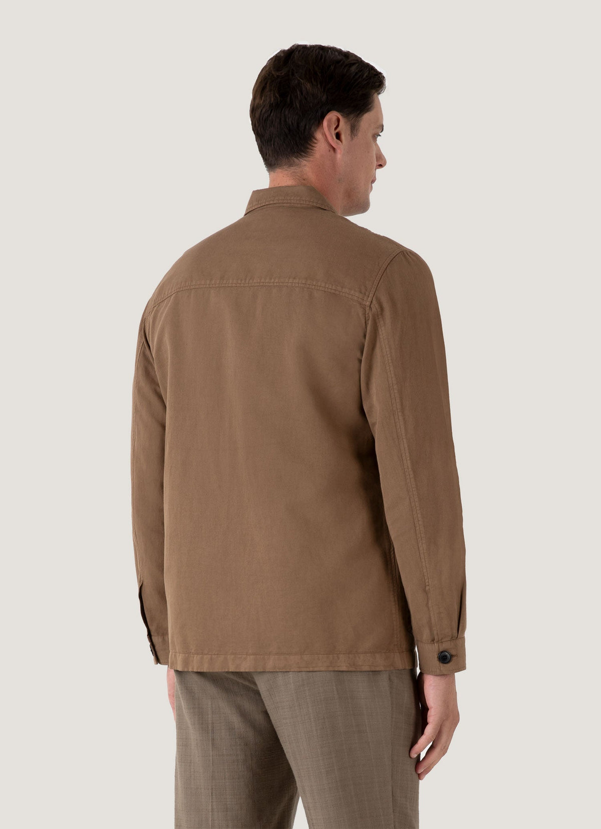 Mens Cotton Linen Twin Pocket Jacket In Dark Tan Mjac7175 Brdh