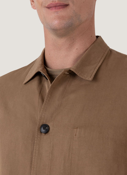 Mens Cotton Linen Twin Pocket Jacket In Dark Tan Mjac7175 Brdh