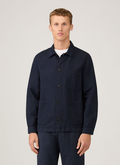 Mens Cotton Linen Twin Pocket Jacket In Navy Mjac7175 Buaa1