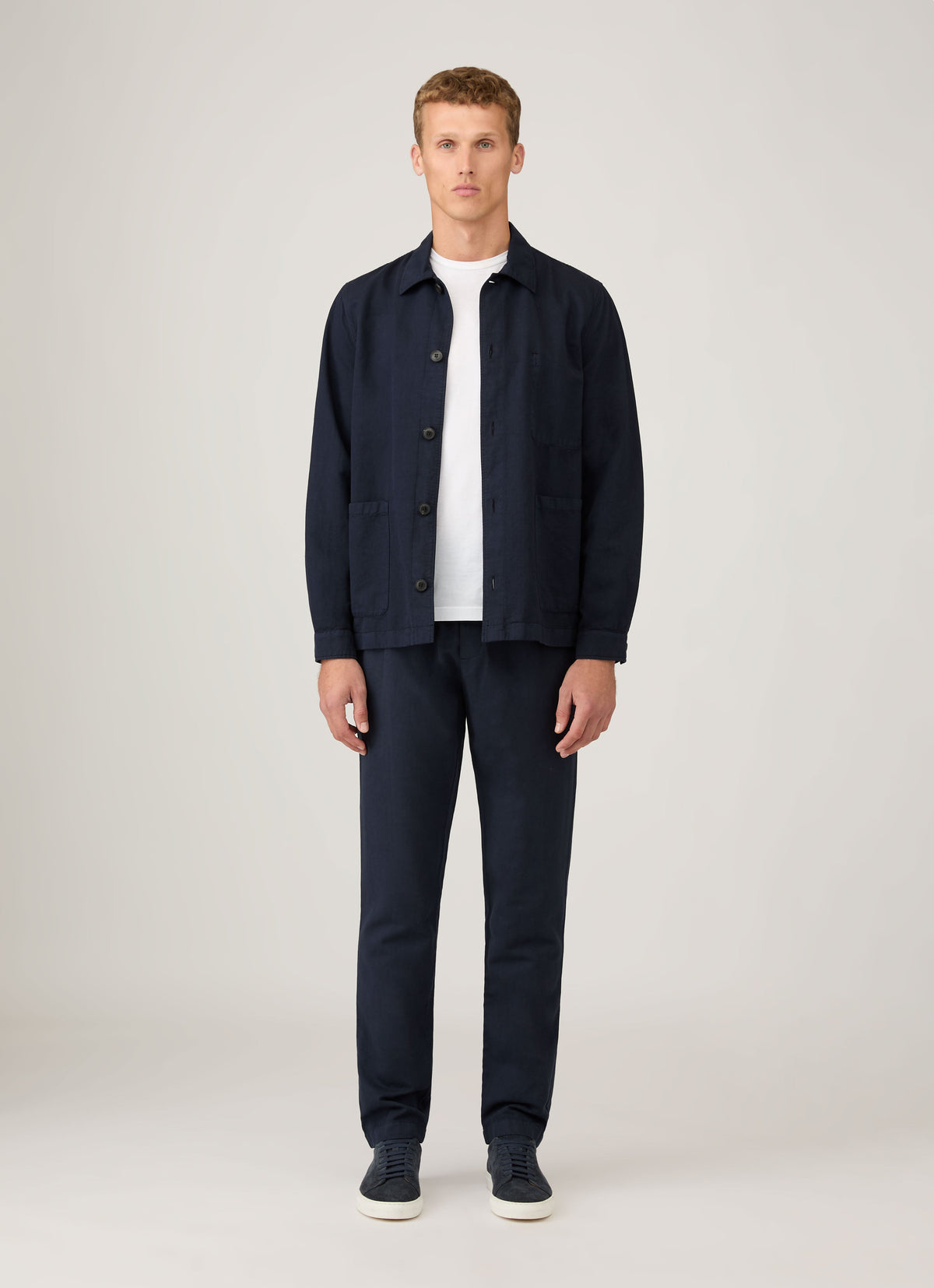 Mens Cotton Linen Twin Pocket Jacket In Navy Mjac7175 Buaa1