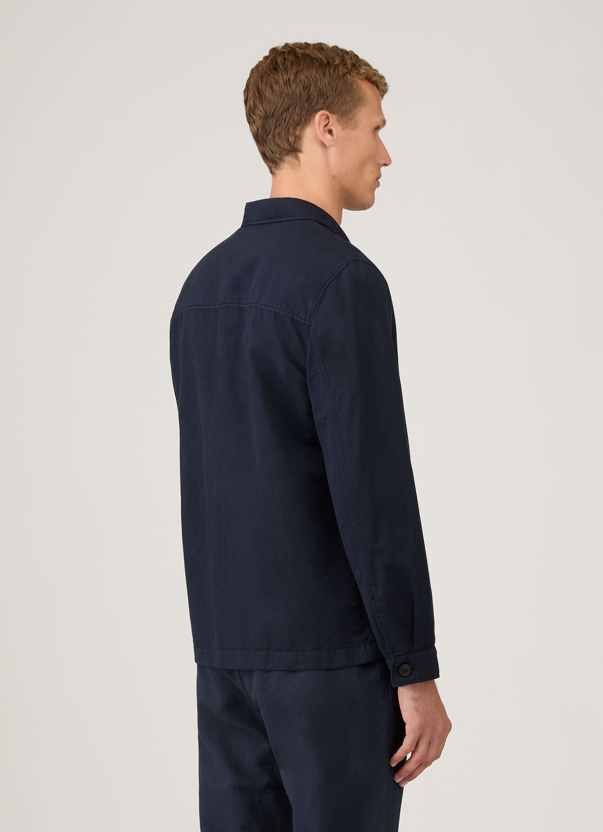 Mens Cotton Linen Twin Pocket Jacket In Navy Mjac7175 Buaa1