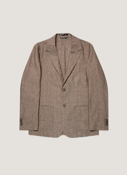 Mens Linen Blazer In Dark Walnut Mjac7186 Brgw