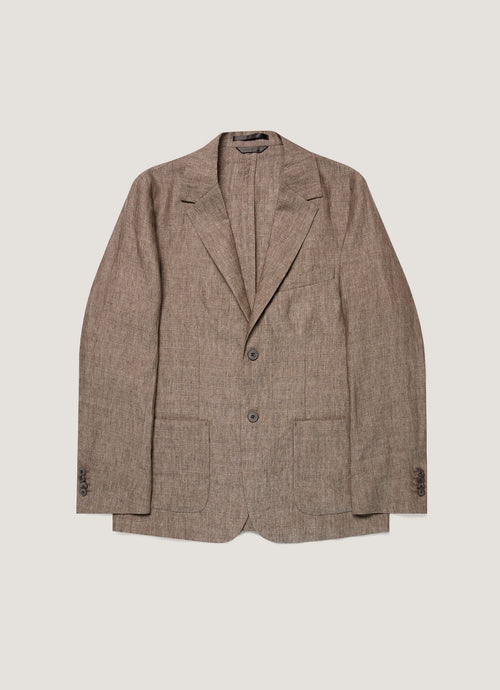 Mens Linen Blazer In Dark Walnut Mjac7186 Brgw