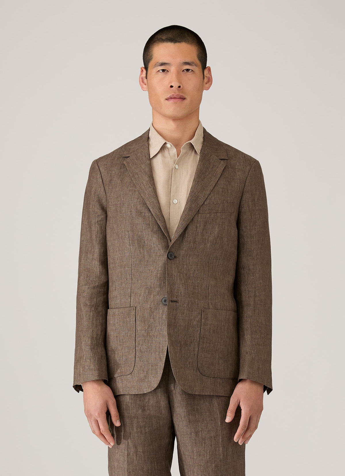 Mens Linen Blazer In Dark Walnut Mjac7186 Brgw
