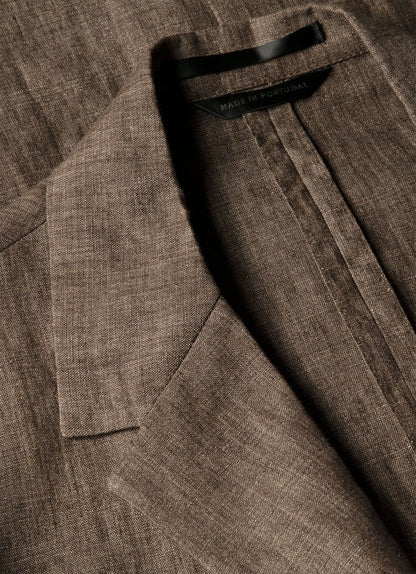 Mens Linen Blazer In Dark Walnut Mjac7186 Brgw