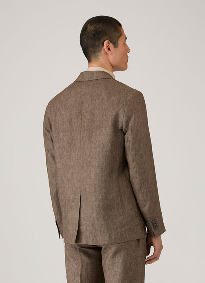Mens Linen Blazer In Dark Walnut Mjac7186 Brgw