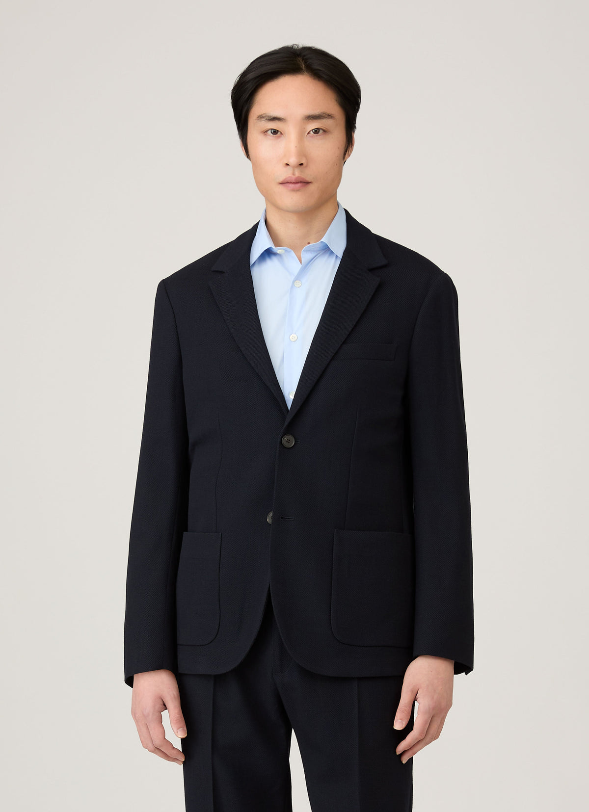 Mens Textured Wool Blazer In Navy Mjac7188 Buaa