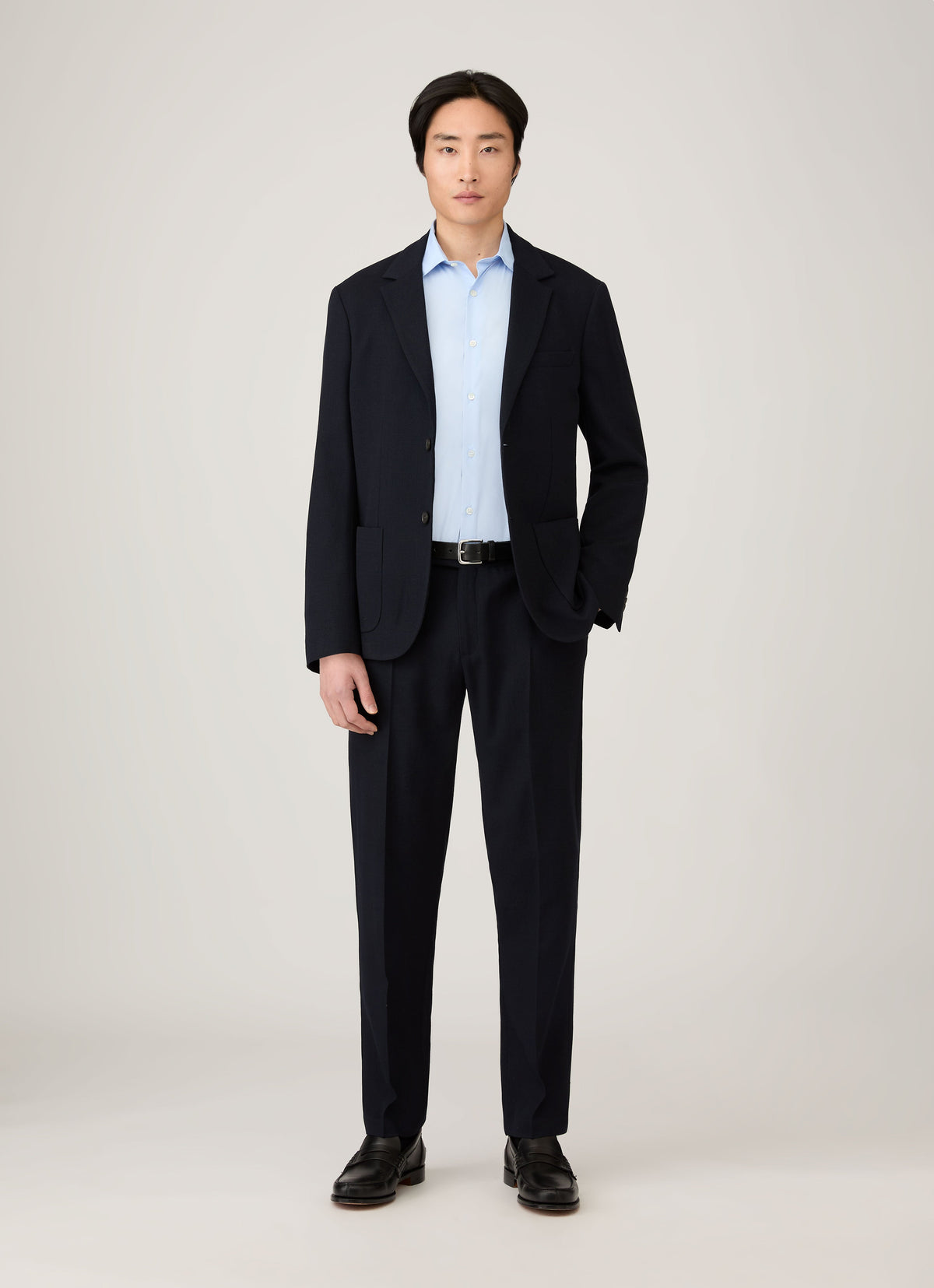 Mens Textured Wool Blazer In Navy Mjac7188 Buaa