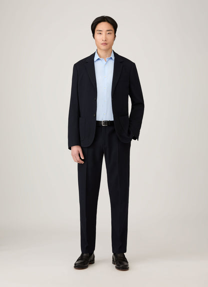Mens Textured Wool Blazer In Navy Mjac7188 Buaa