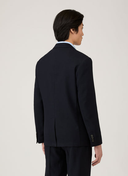 Mens Textured Wool Blazer In Navy Mjac7188 Buaa