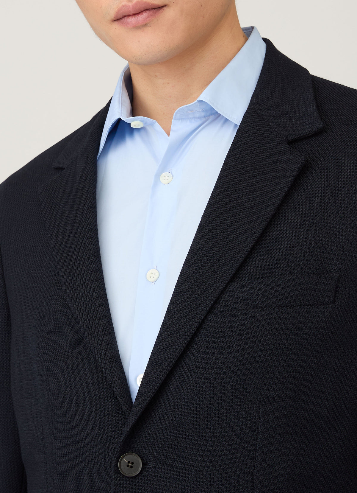Mens Textured Wool Blazer In Navy Mjac7188 Buaa