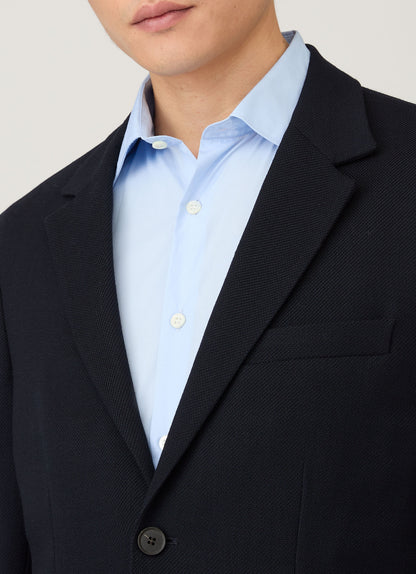 Mens Textured Wool Blazer In Navy Mjac7188 Buaa