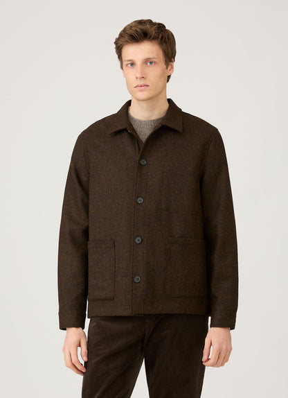 Mens Wool Twin Pocket Jacket In Truffle Mjac7194 Brgd