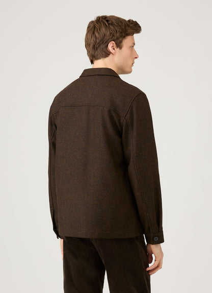 Mens Wool Twin Pocket Jacket In Truffle Mjac7194 Brgd
