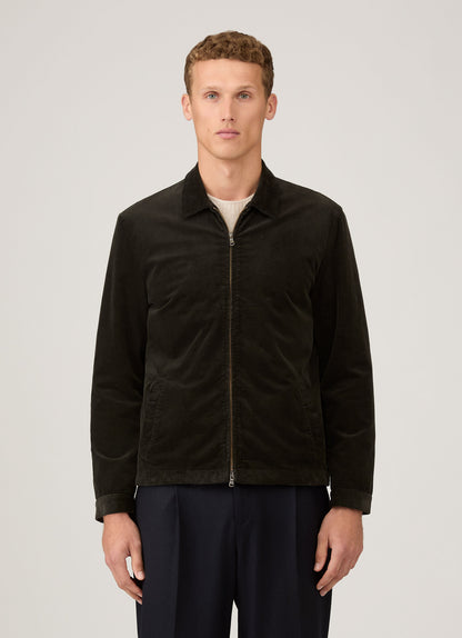 Mens Corduroy Harrington Jacket In Dark Green Mjac7195 Gnin