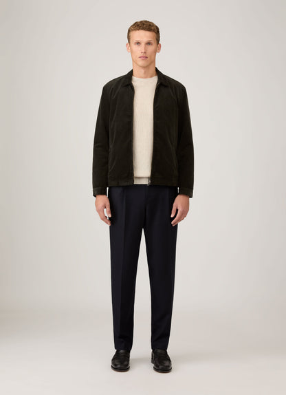 Mens Corduroy Harrington Jacket In Dark Green Mjac7195 Gnin