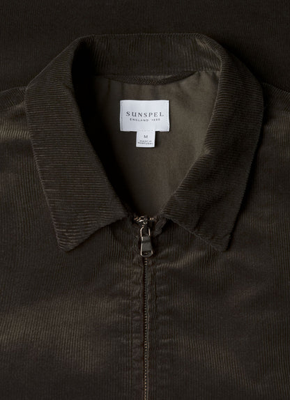 Mens Corduroy Harrington Jacket In Dark Green Mjac7195 Gnin