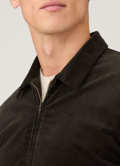 Mens Corduroy Harrington Jacket In Dark Green Mjac7195 Gnin