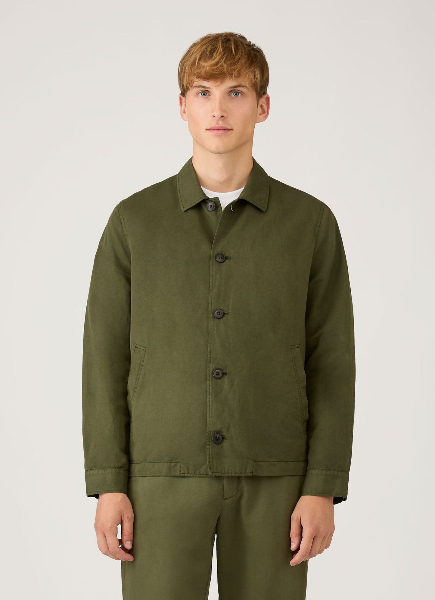 Mens Cotton Linen Jacket In Deep Olive Mjac7207 Gniz