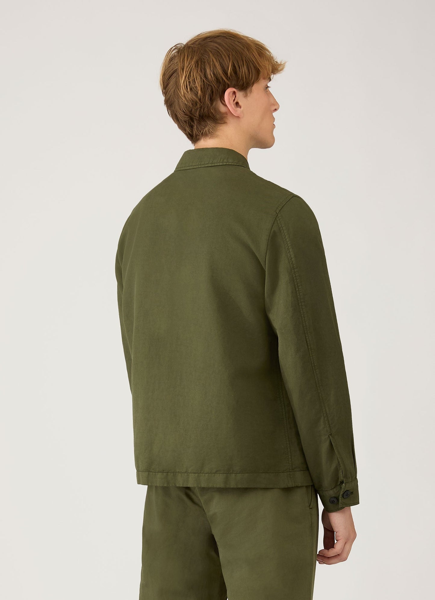 Mens Cotton Linen Jacket In Deep Olive Mjac7207 Gniz