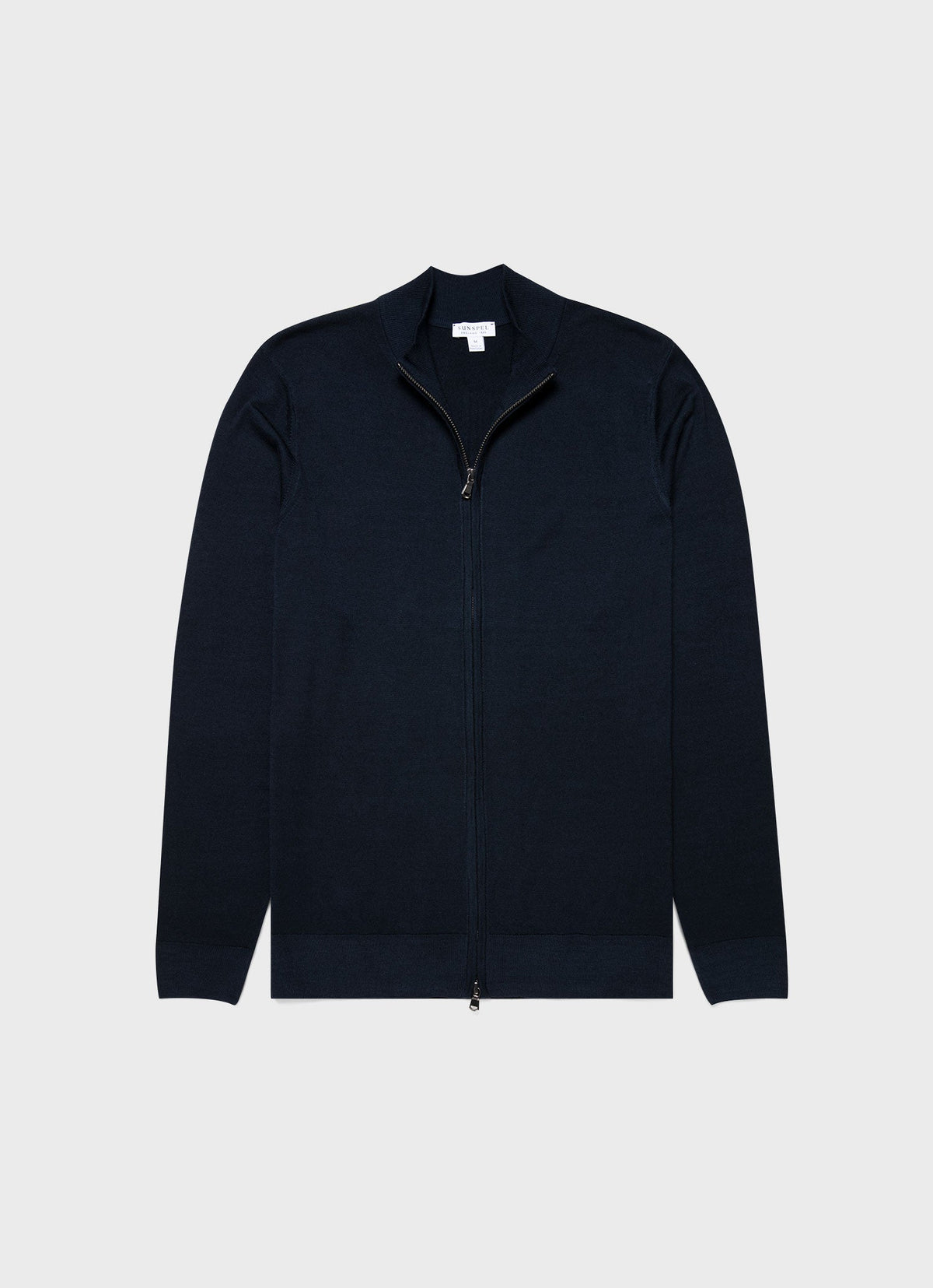 Mens Fine Merino Wool Zip Cardigan In Light Navy