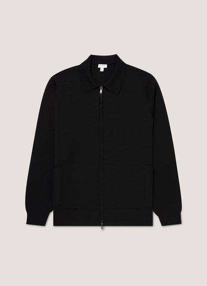 Mens Merino Milano Zip Jacket In Black Mjac8297 Bkaa