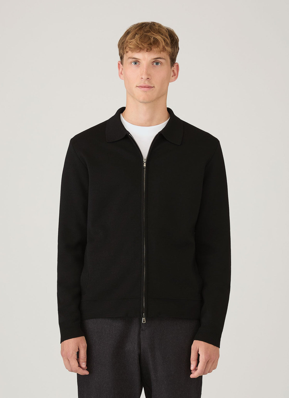 Mens Merino Milano Zip Jacket In Black Mjac8297 Bkaa