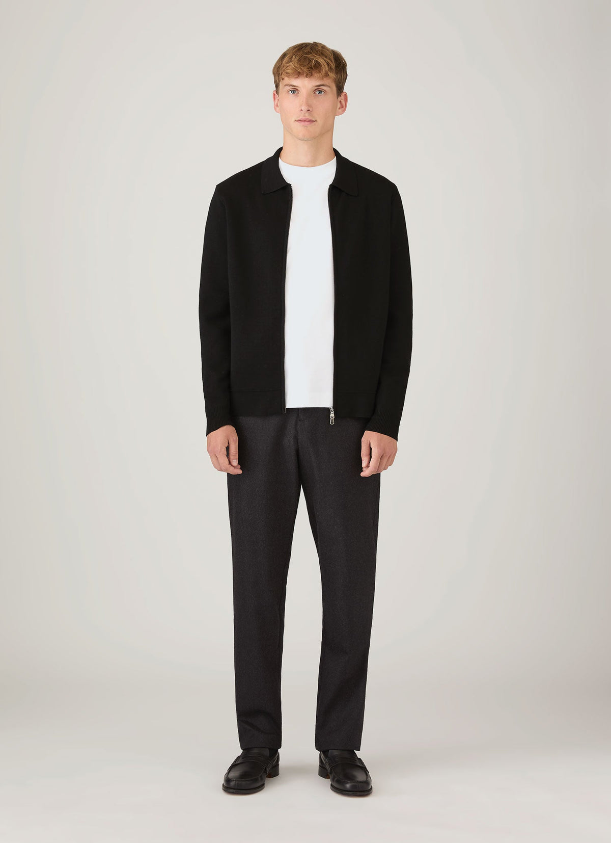 Mens Merino Milano Zip Jacket In Black Mjac8297 Bkaa